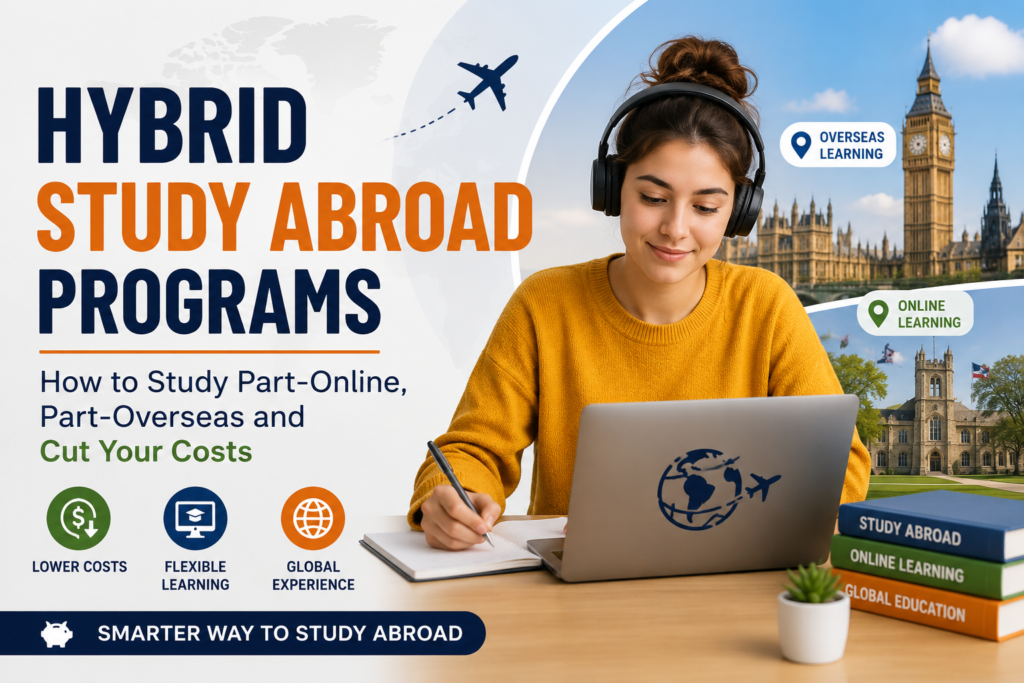 African student studying online before transitioning to a US university campus.