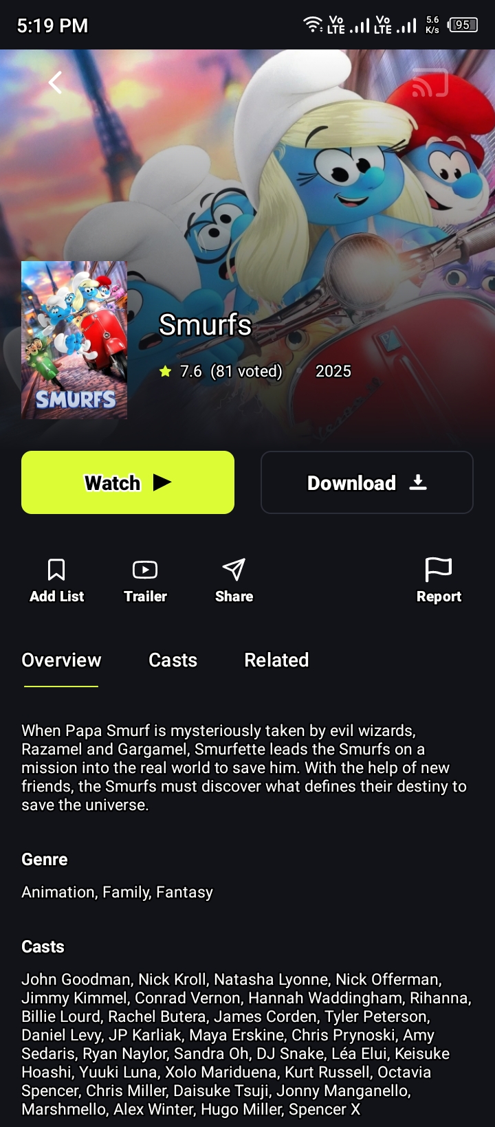 Smurfs Movie on On Stream